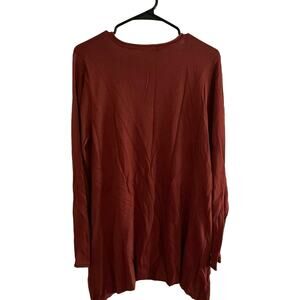 Hannah LongSleeve rust color sweater in Large, pockets at front hemline, A07